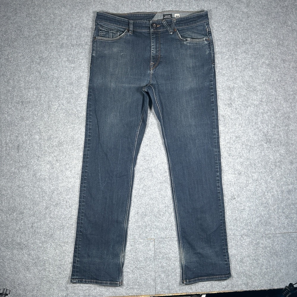 Volcom Denim Jeans Men's Size 34(34x31) Blue Dark Wash Kinkade Regular Straight